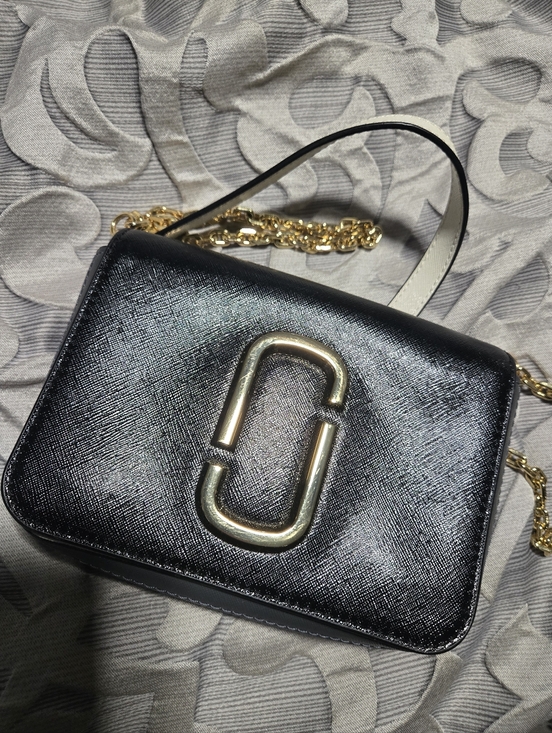 Handbags - Marc Jacobs Inspired Black Leather Crossbody with Gold Hardware